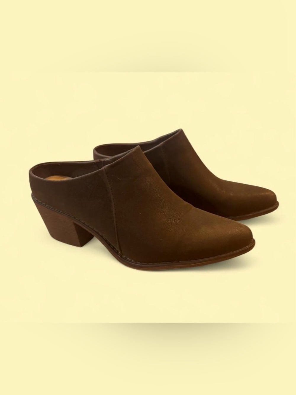 Brown Slip-On Heel Mules